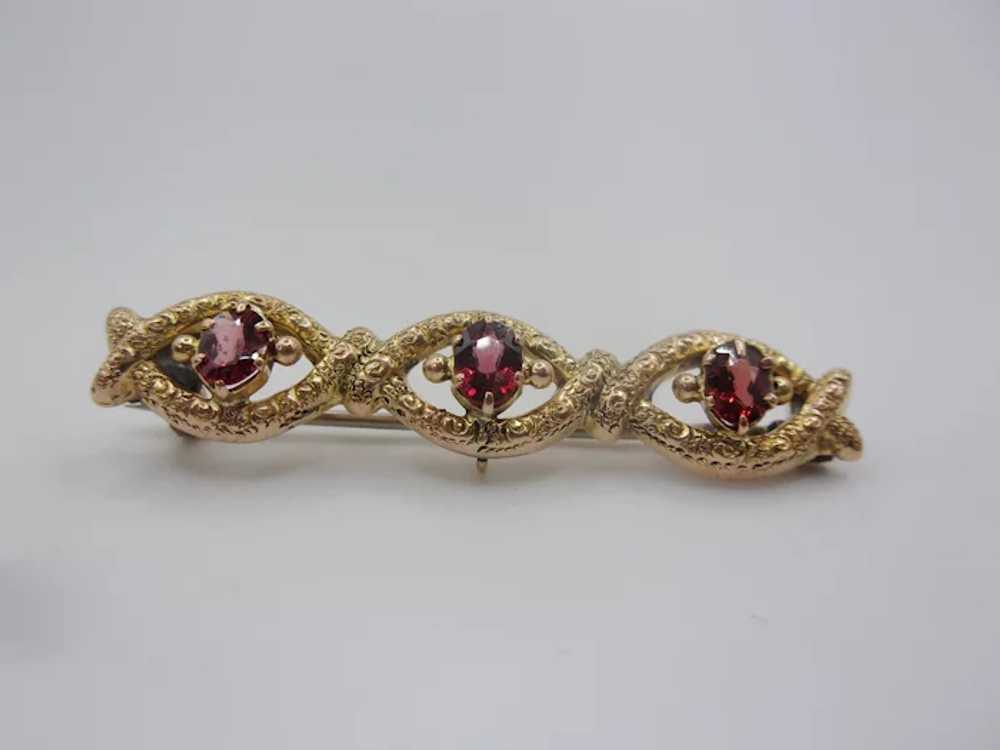 9ct Yellow Gold & Glass Brooch c1910 - image 2