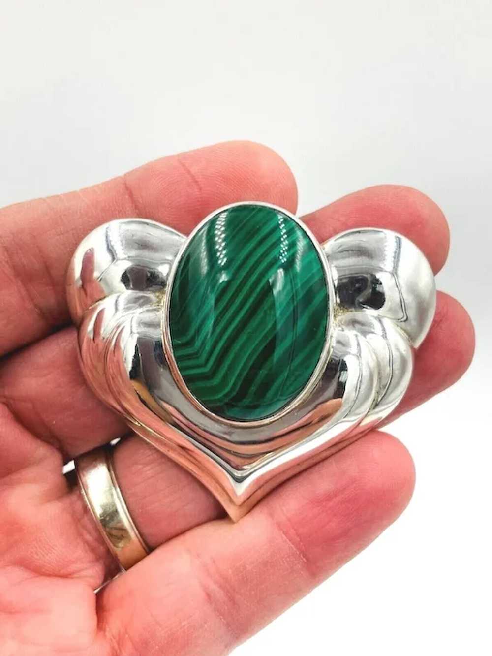 NOS Designer Rigoberto Sterling Silver Malachite … - image 4