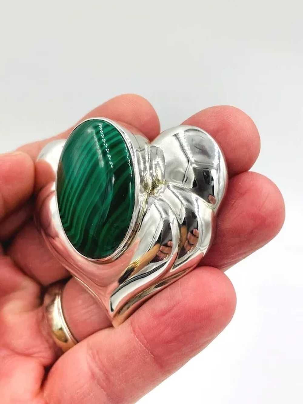 NOS Designer Rigoberto Sterling Silver Malachite … - image 6