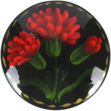 Vintage Hand-Painted in Ukraine Lacquered Flower … - image 1