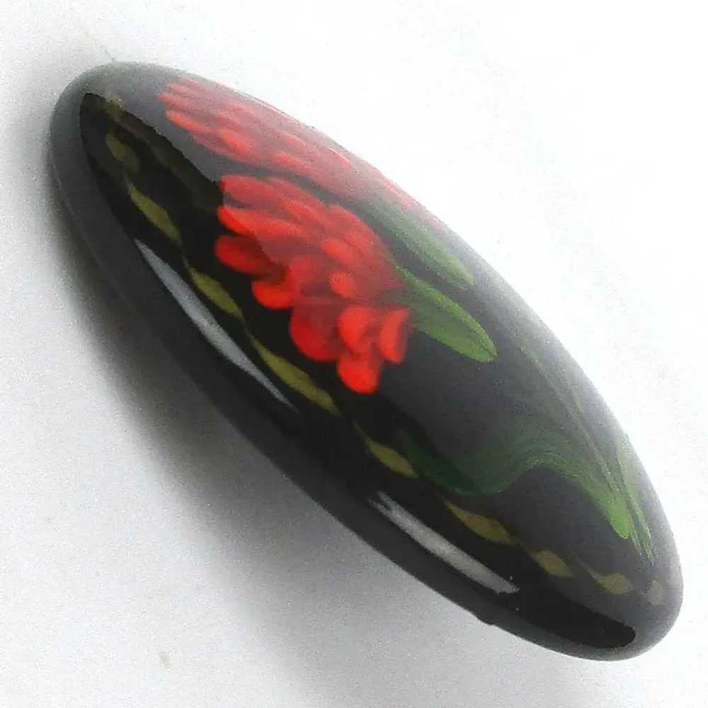 Vintage Hand-Painted in Ukraine Lacquered Flower … - image 2