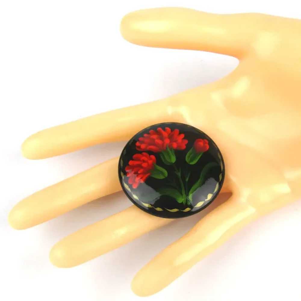 Vintage Hand-Painted in Ukraine Lacquered Flower … - image 3