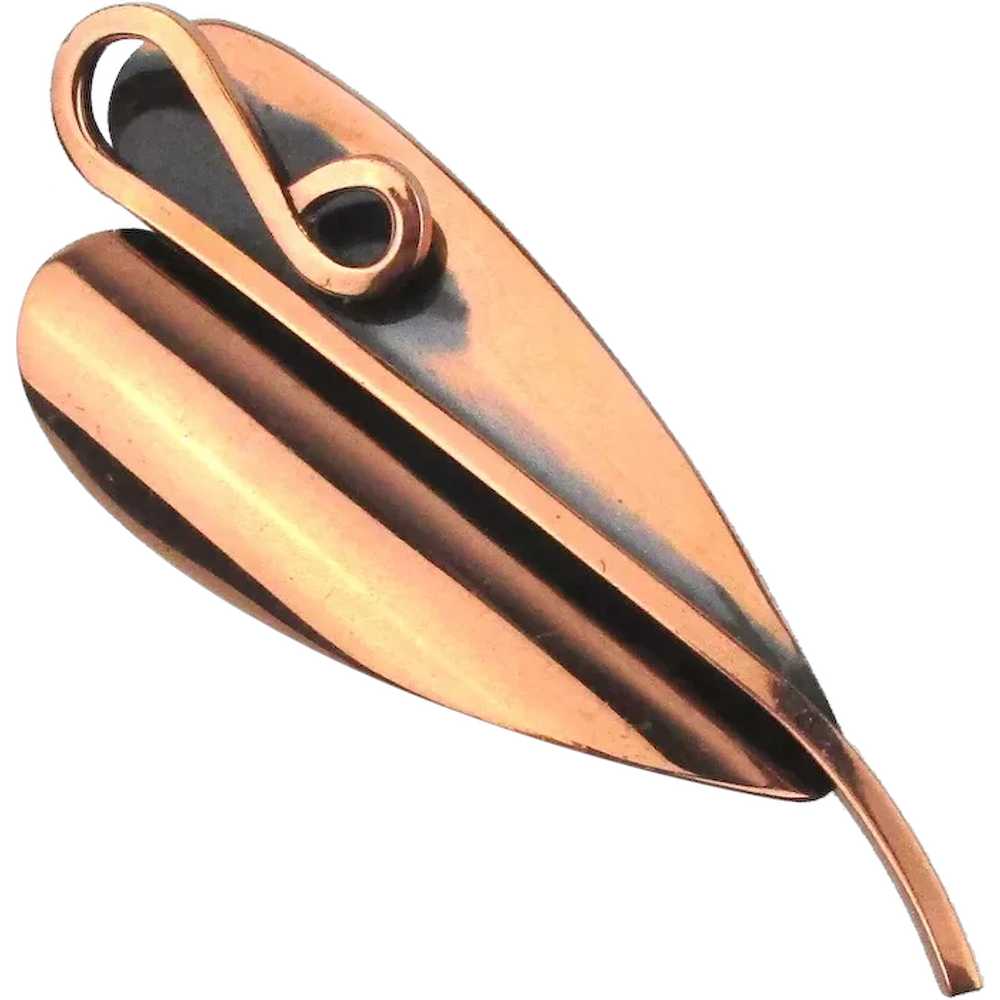 Vintage RENOIR Copper Leaf Pin Brooch - image 1