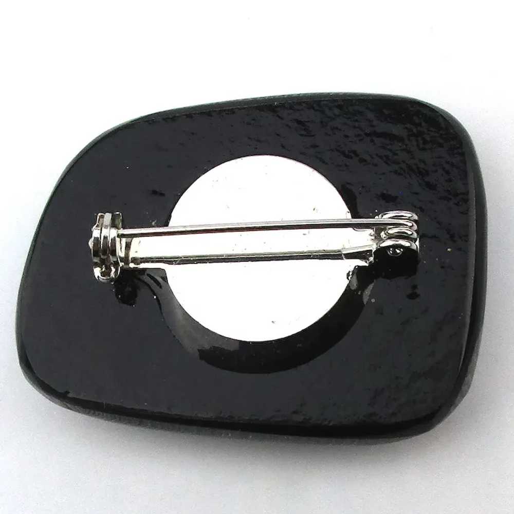 Thick Art Glass Squiggle Twist Pin Brooch Veiled … - image 3