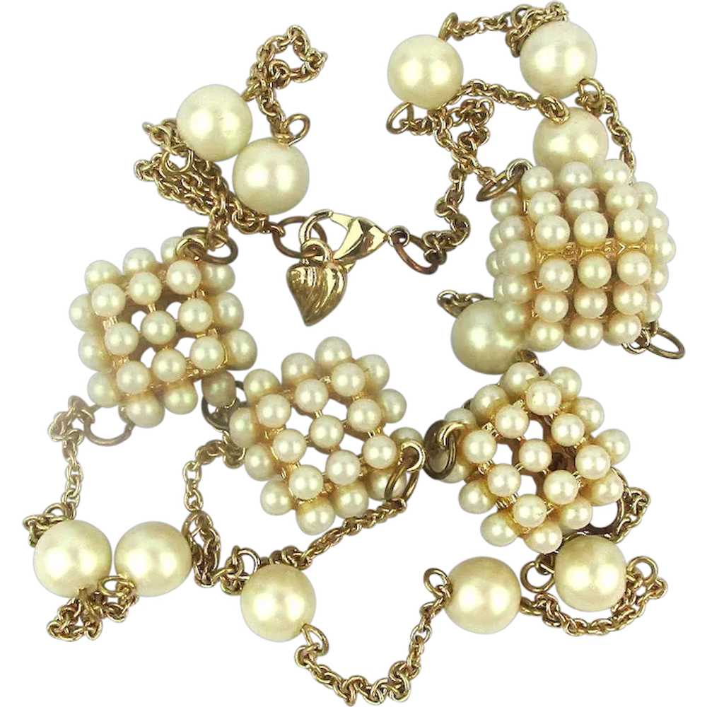 Vintage CAROLEE Necklace of Faux Pearl Boxes - image 1