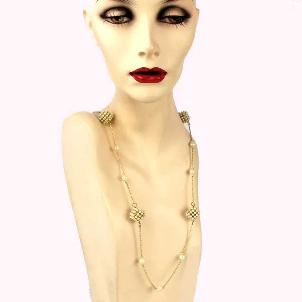 Vintage CAROLEE Necklace of Faux Pearl Boxes - image 4