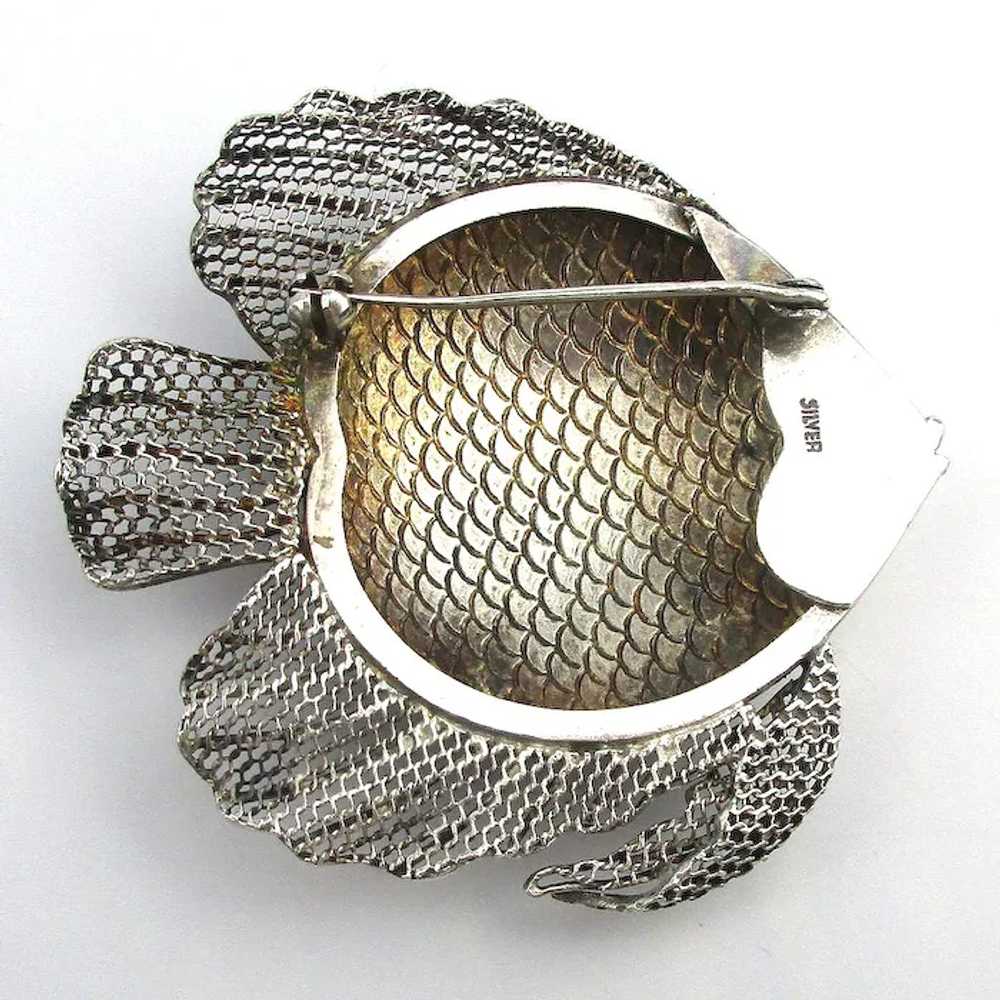 Intricate Sterling Silver Enamel Fish Pin Brooch - image 4