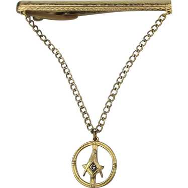 Masonic Hickok Tie Clasp w/ Chain Mason Symbol