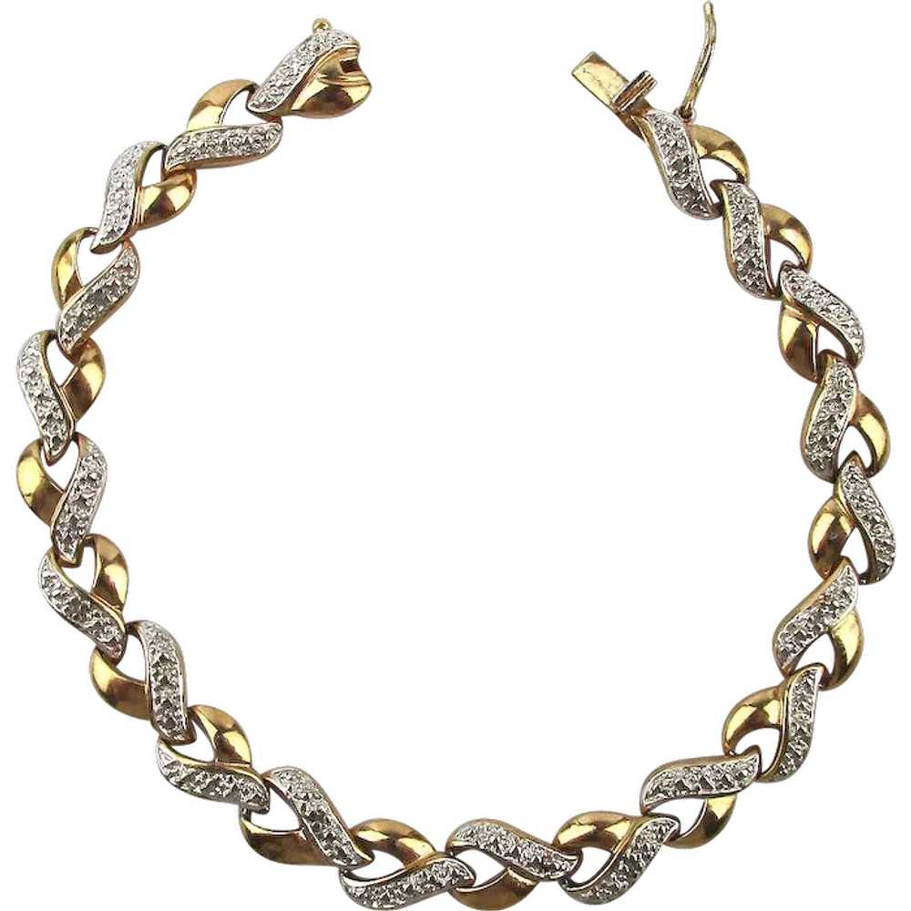 Gilded Sterling Silver Tennis Style Bracelet - image 1