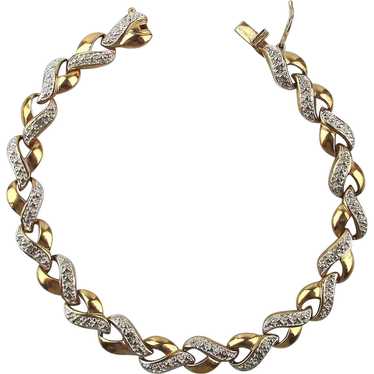 Gilded Sterling Silver Tennis Style Bracelet - image 1