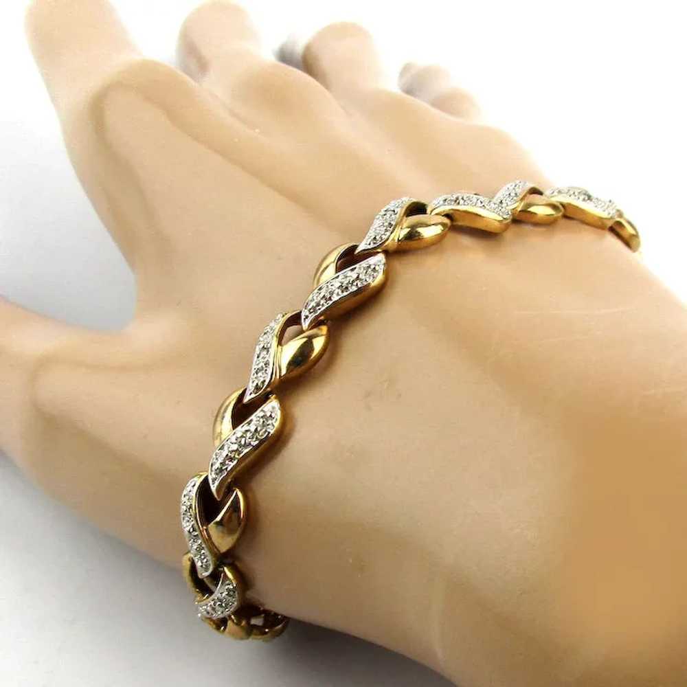 Gilded Sterling Silver Tennis Style Bracelet - image 2