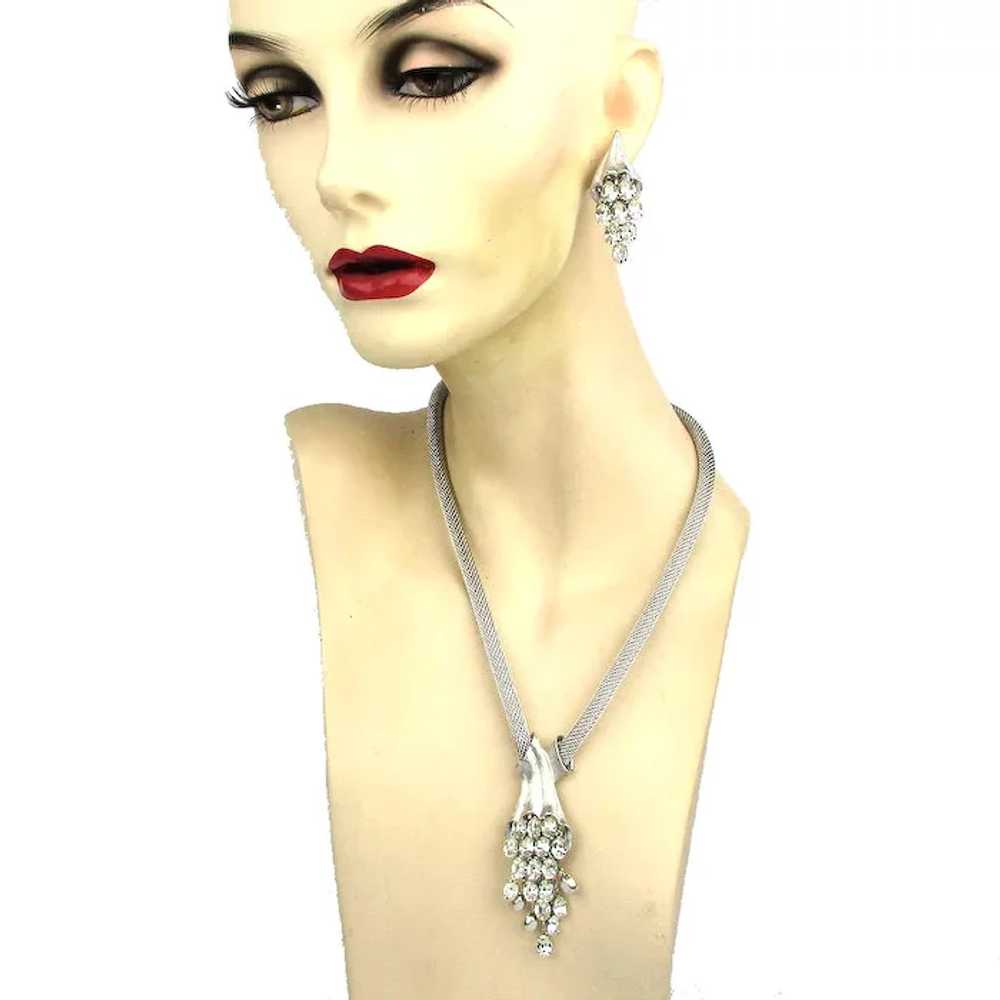 Stunner Set - Rhinestones and Sleek Mesh Necklace… - image 2