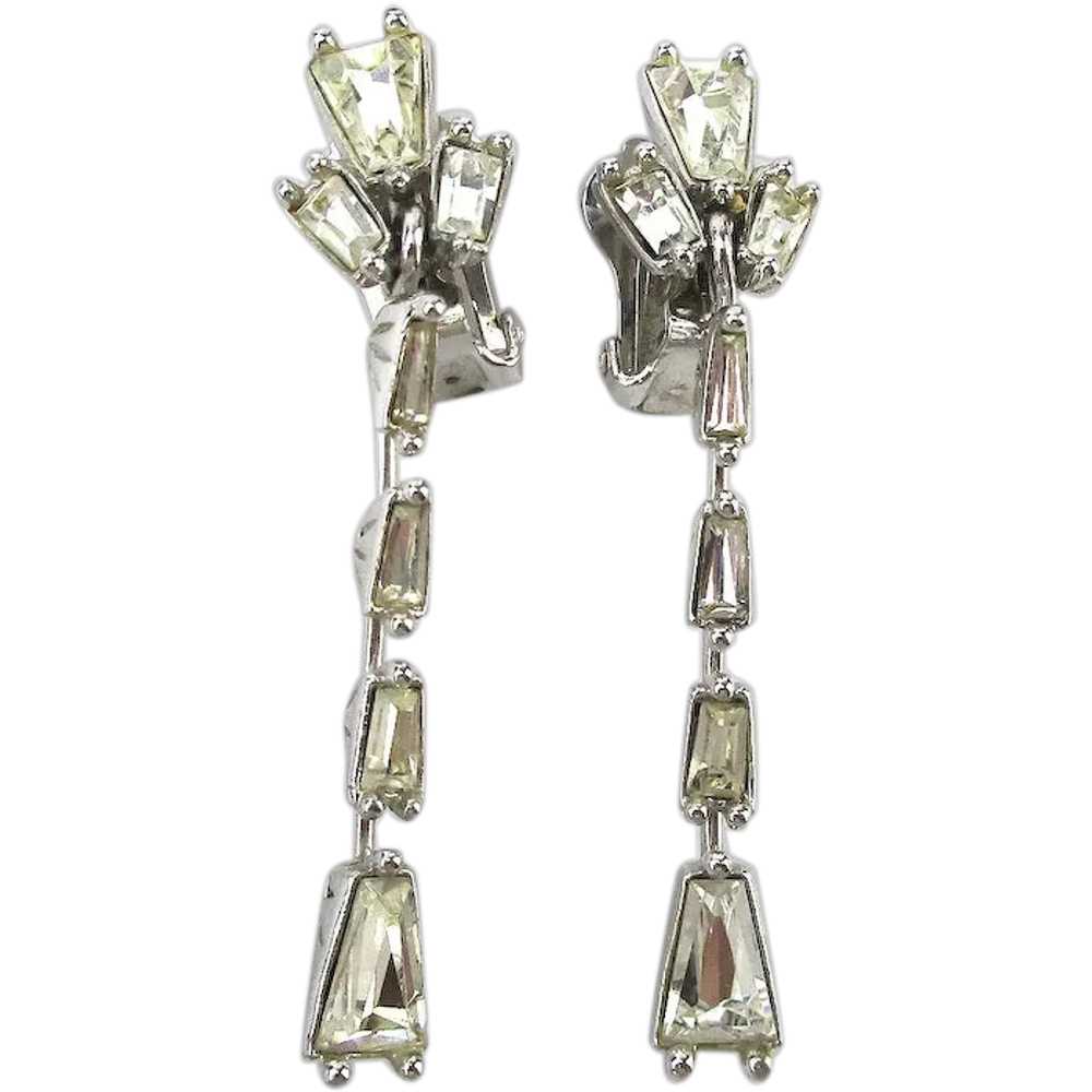 Vintage BOGOFF Clip Earrings Dangling Sliver of C… - image 1