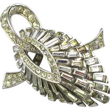 BOUCHER Crystal Rhinestone Double Layer Pin Brooch - image 1
