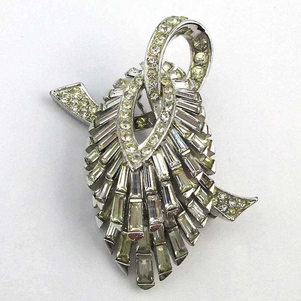 BOUCHER Crystal Rhinestone Double Layer Pin Brooch - image 2