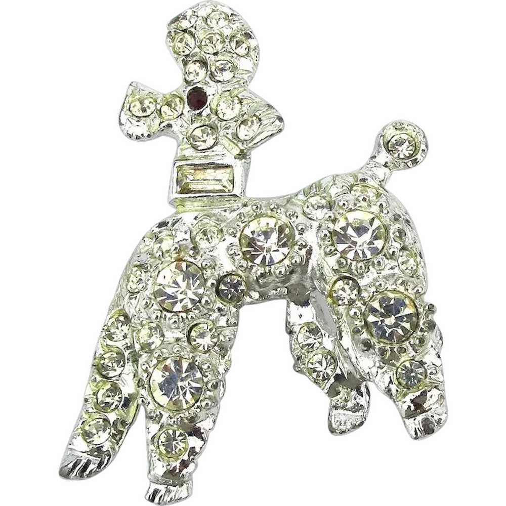 Fancy Rhinestone Poodle Dog Pin Brooch - image 1