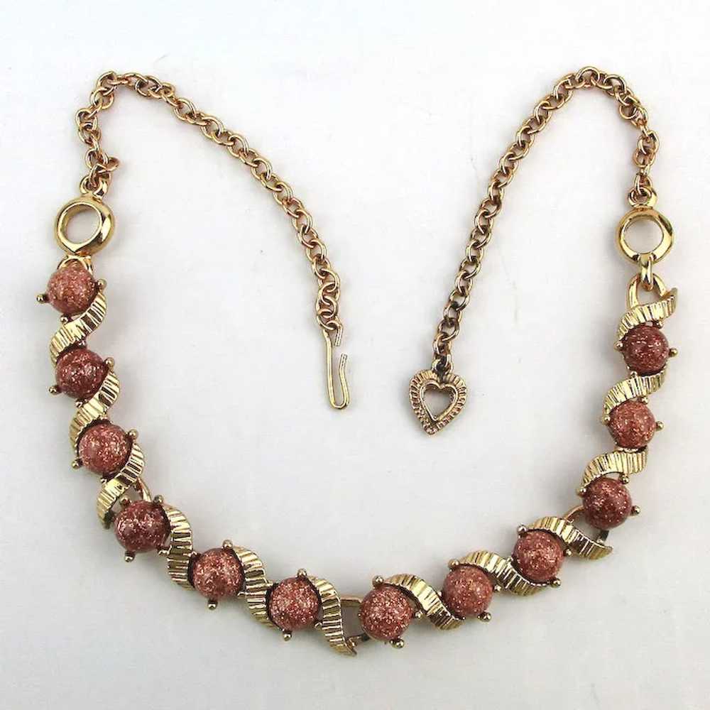 Pretty Gilt Necklace w/ Fool's Gold Pyrite Beads - image 3