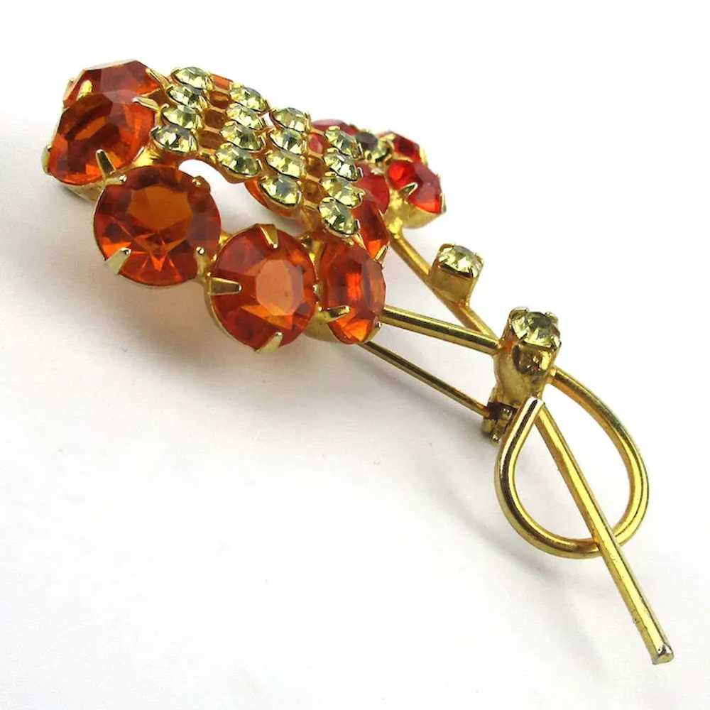 A Crystal Rhinestone Flower Pin for Spring Orange… - image 4