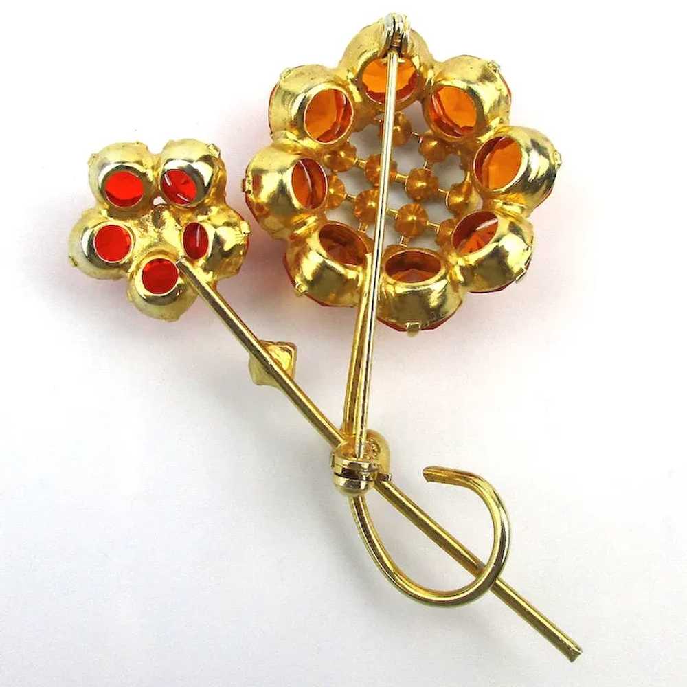 A Crystal Rhinestone Flower Pin for Spring Orange… - image 5