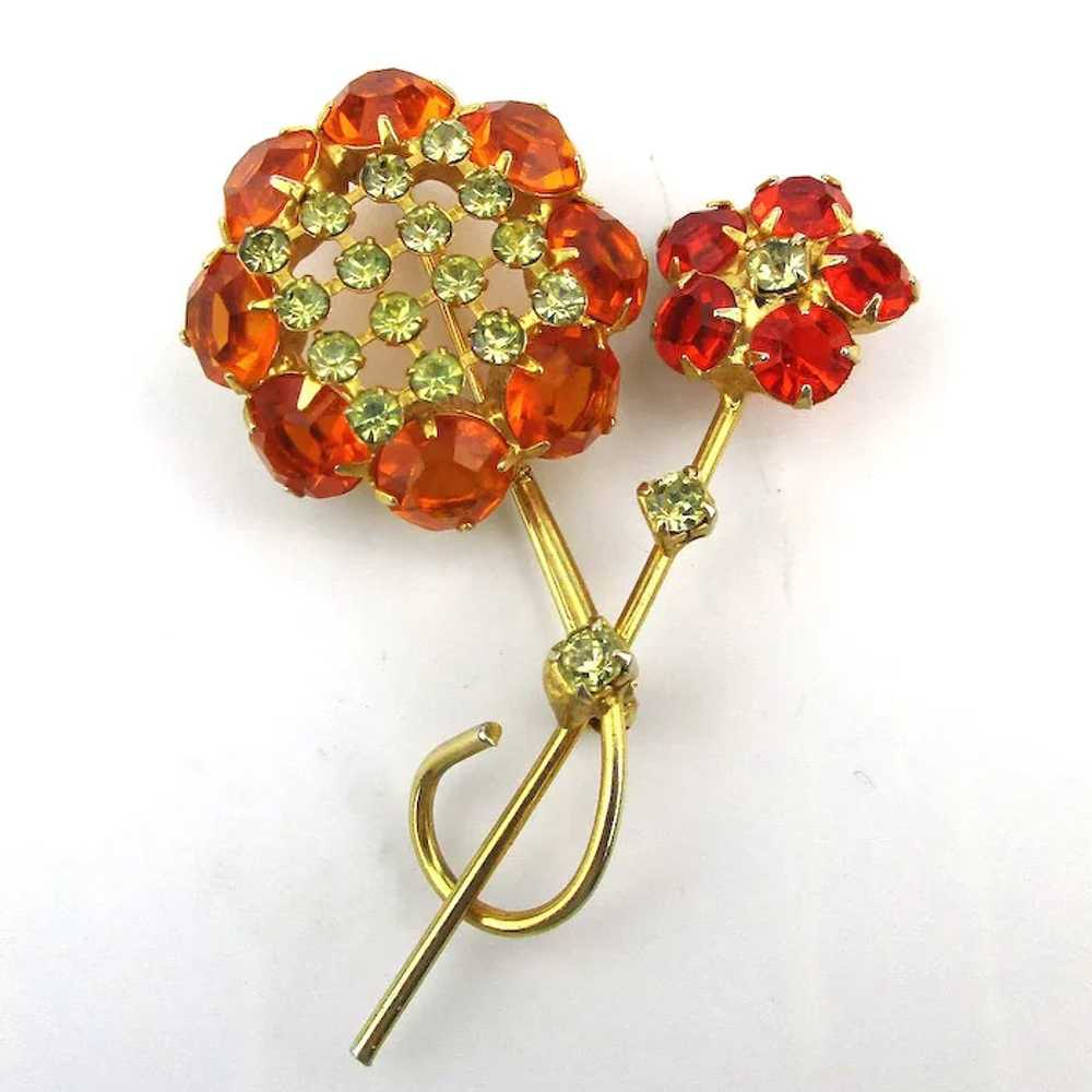 A Crystal Rhinestone Flower Pin for Spring Orange… - image 6