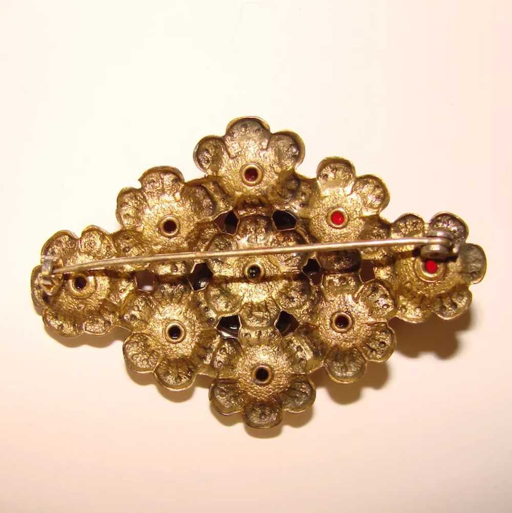 Gorgeous Vintage Cranberry Red Glass Stones Brooch - image 3