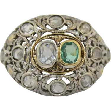 14K Victorian Emerald and Diamond Ring