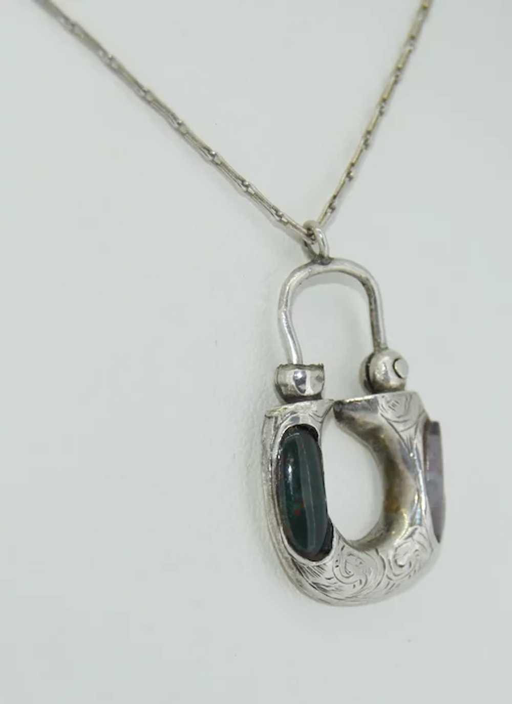 Scottish Sterling Silver PadLock Necklace - image 3