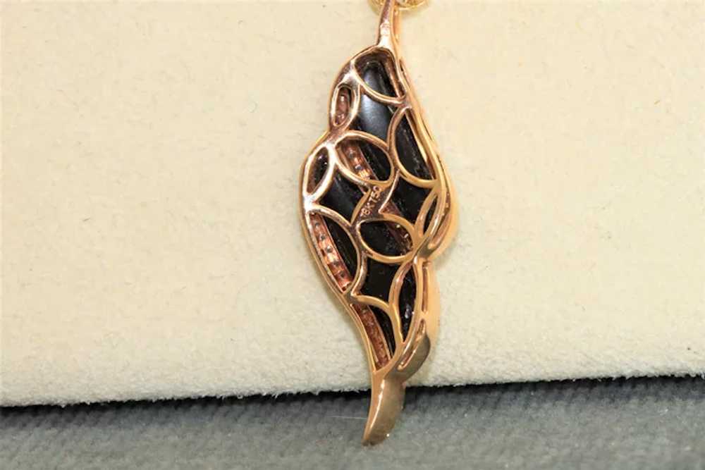 18K Diamond and Onyx Shrimp Necklace - image 2