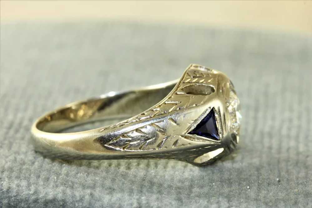 18K Edwardian Diamond and Sapphire Ring - image 3