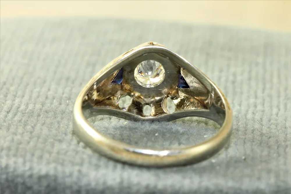 18K Edwardian Diamond and Sapphire Ring - image 4