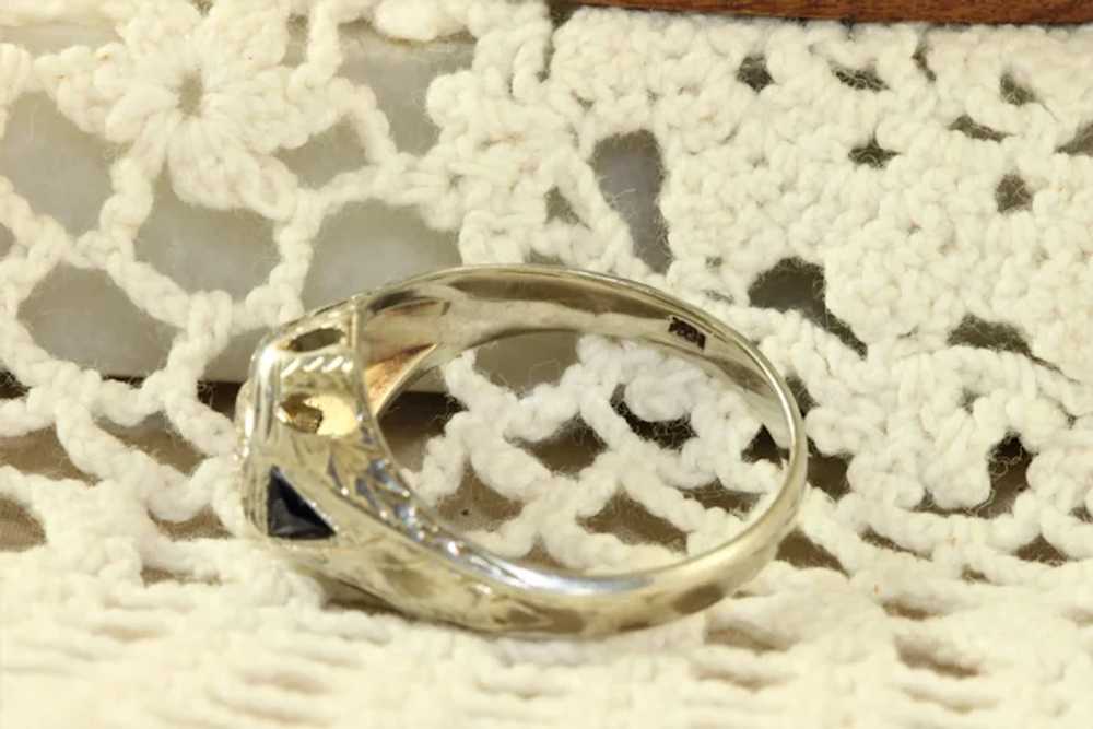 18K Edwardian Diamond and Sapphire Ring - image 5