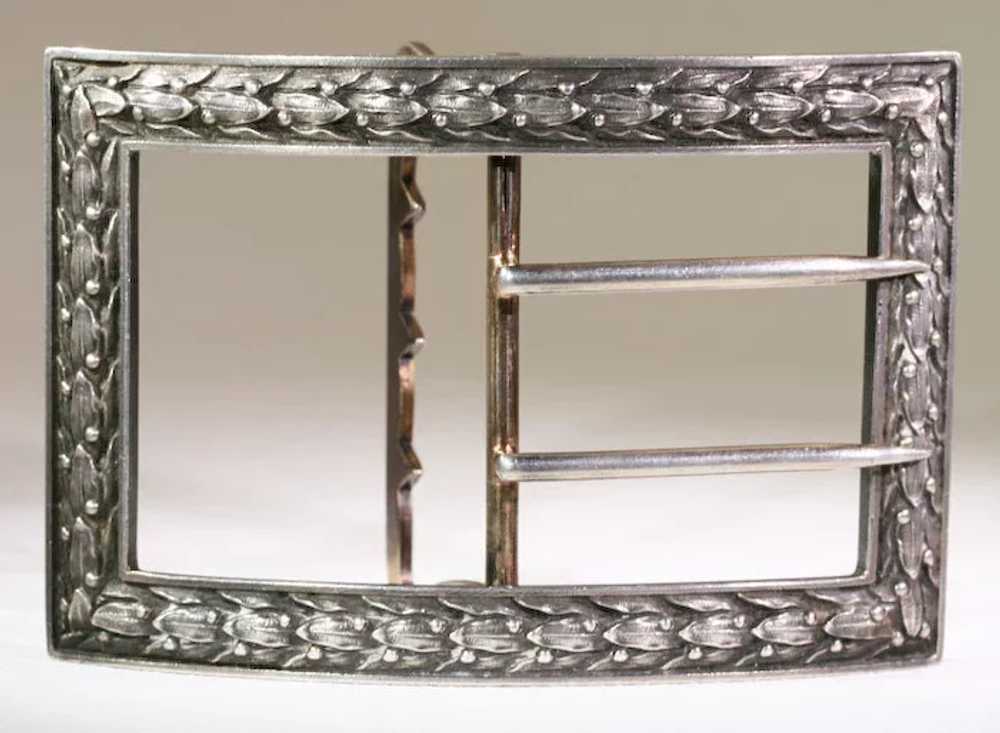 Antique Art Nouveau French Silver Belt Buckle c. … - image 3