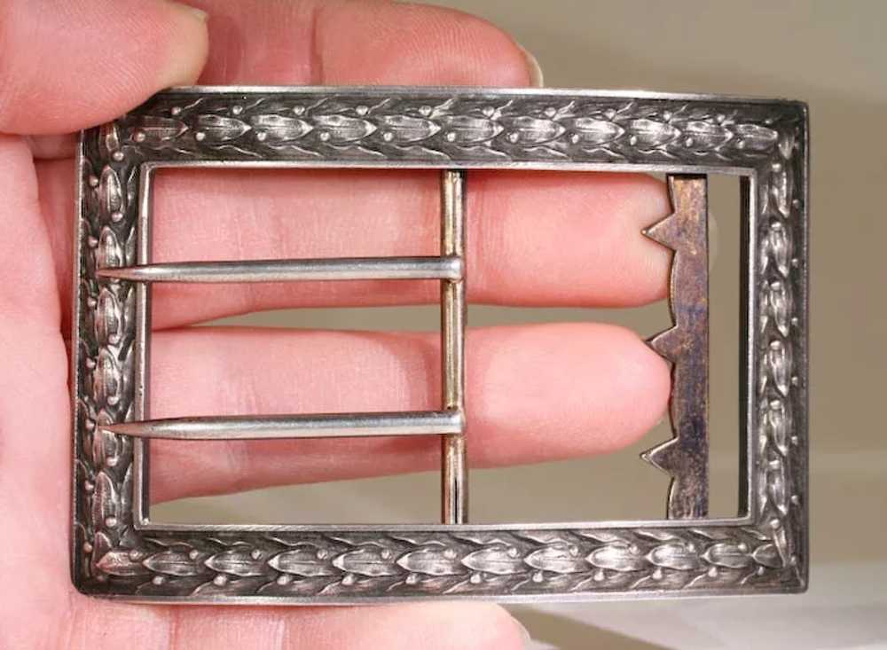 Antique Art Nouveau French Silver Belt Buckle c. … - image 4