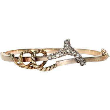 Victorian Gold Diamond Crop Bangle Bracelet Silve… - image 1