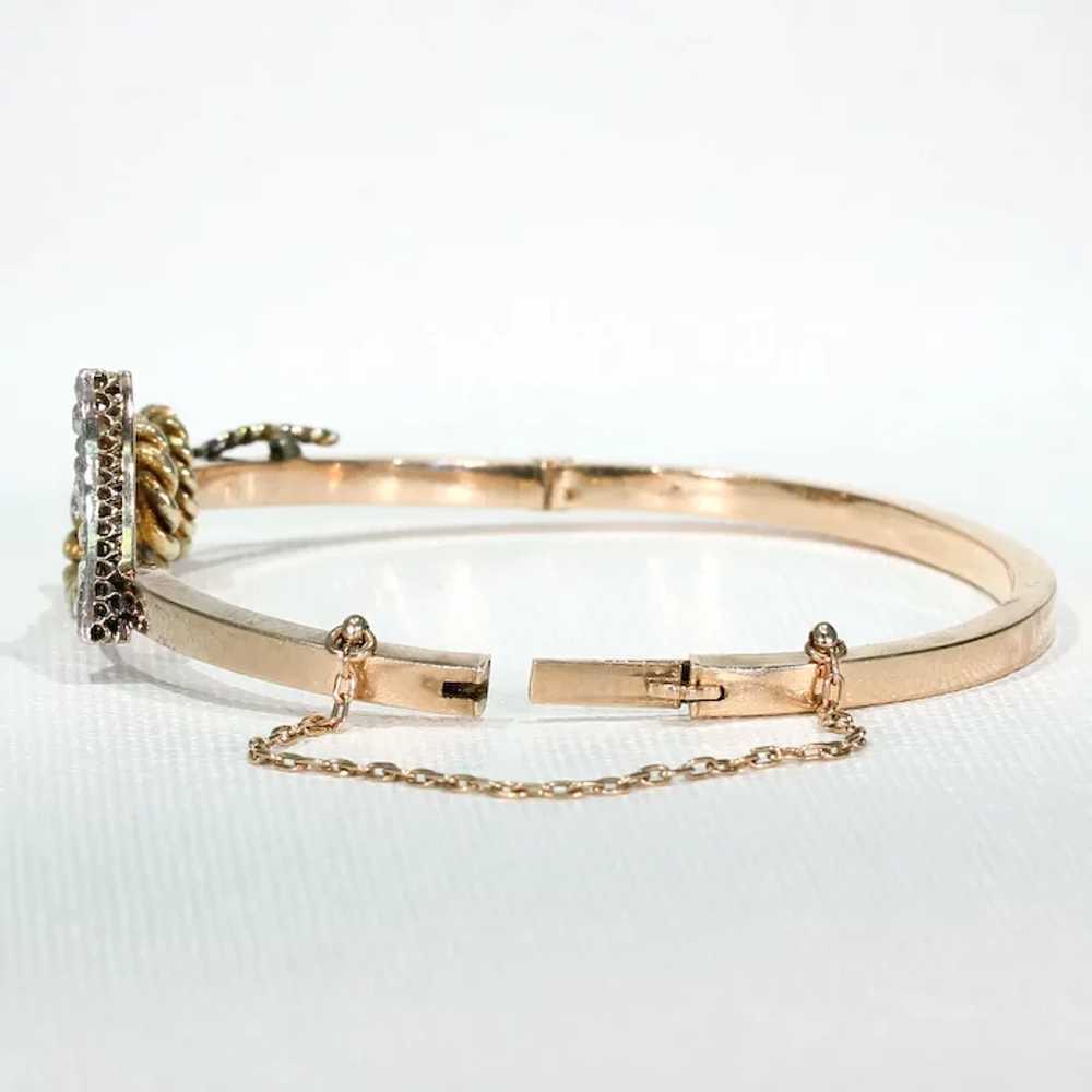 Victorian Gold Diamond Crop Bangle Bracelet Silve… - image 4