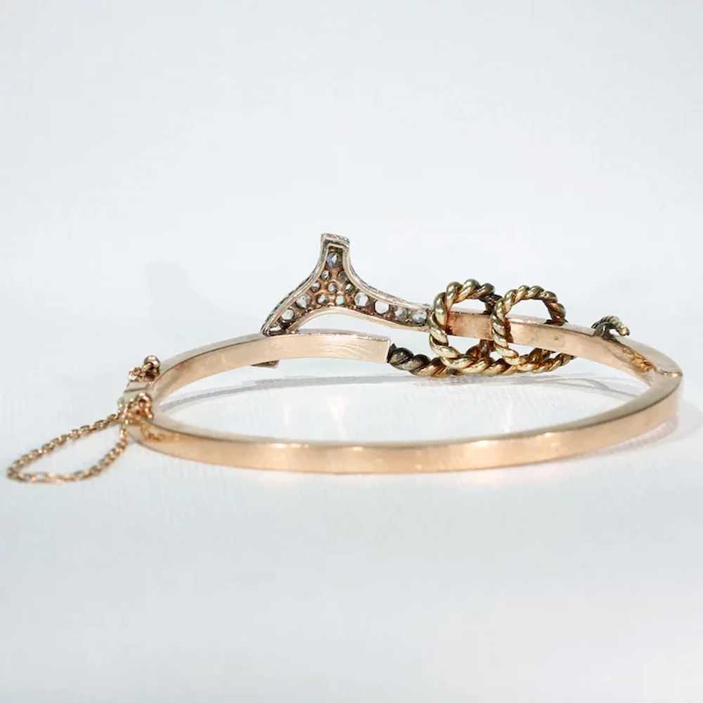 Victorian Gold Diamond Crop Bangle Bracelet Silve… - image 5