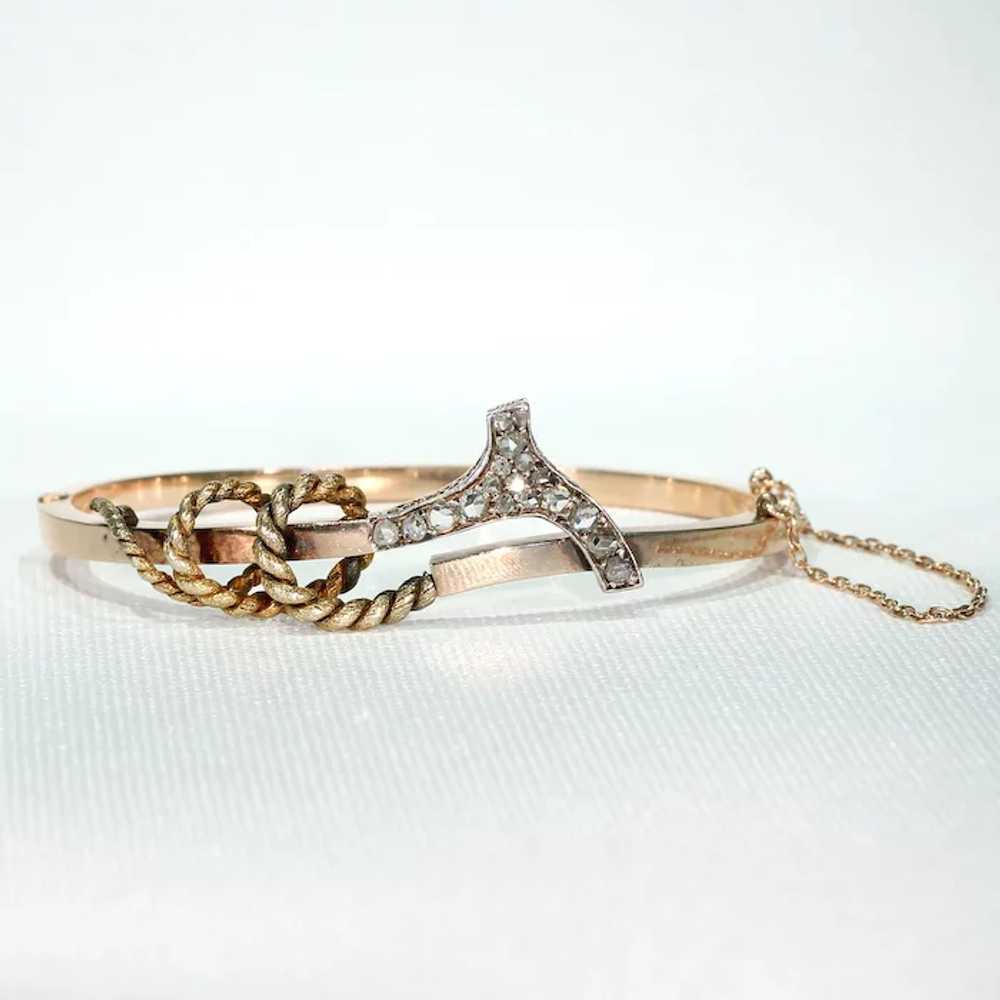 Victorian Gold Diamond Crop Bangle Bracelet Silve… - image 9