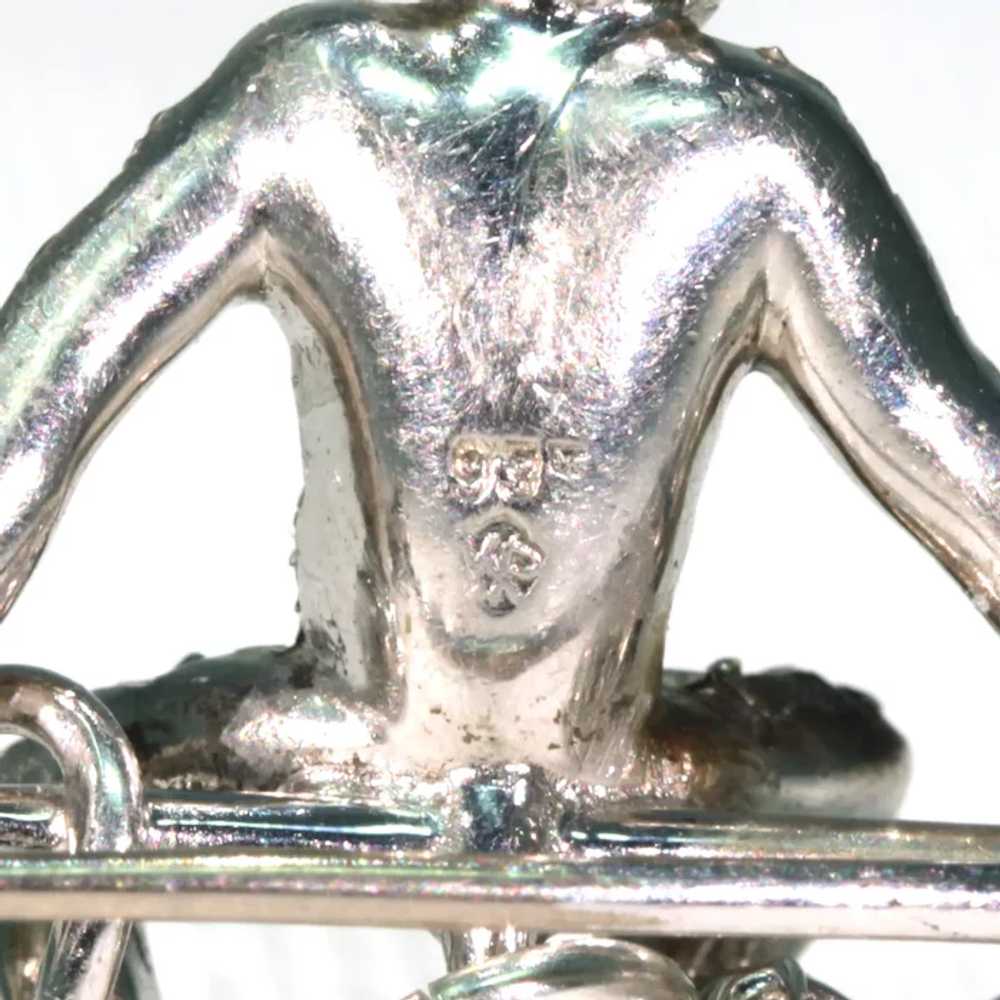 Art Deco Paste Silver Monkey Brooch - image 10