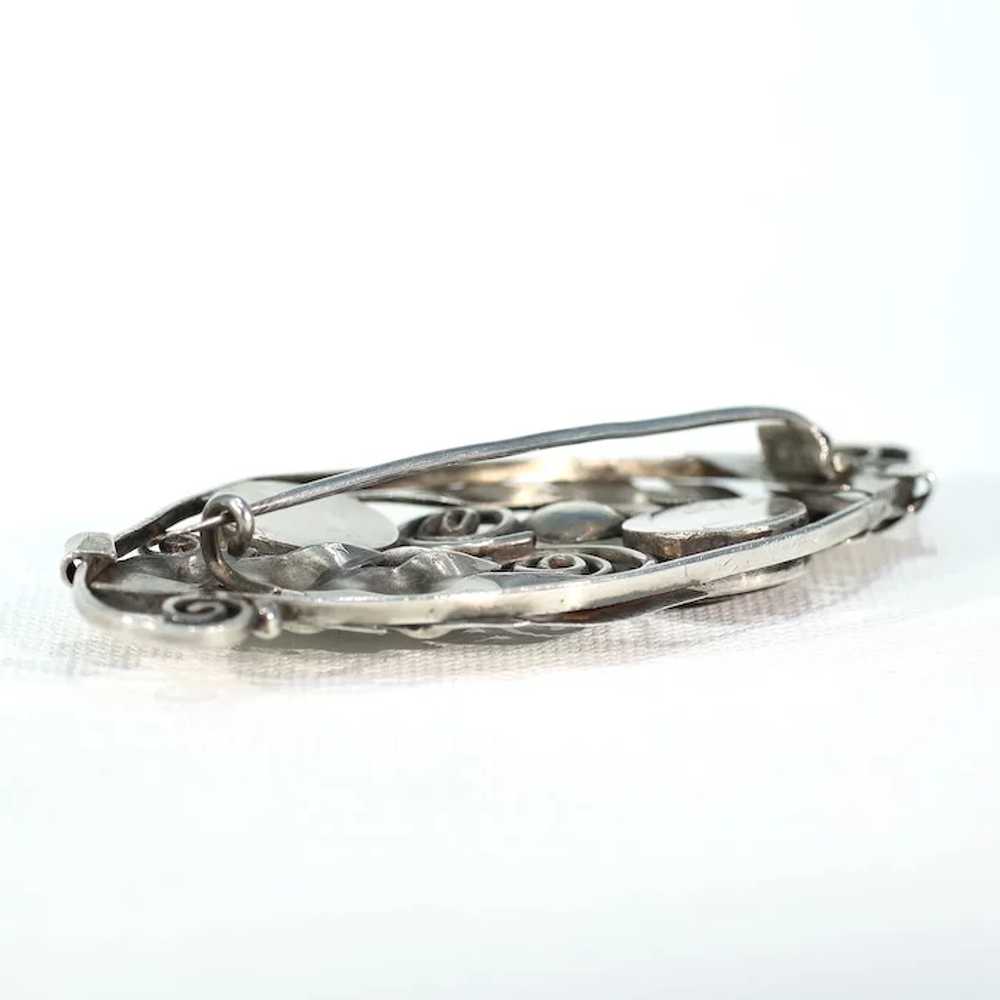 Vintage 1960s Silver Mother of Pearl Brooch - image 5