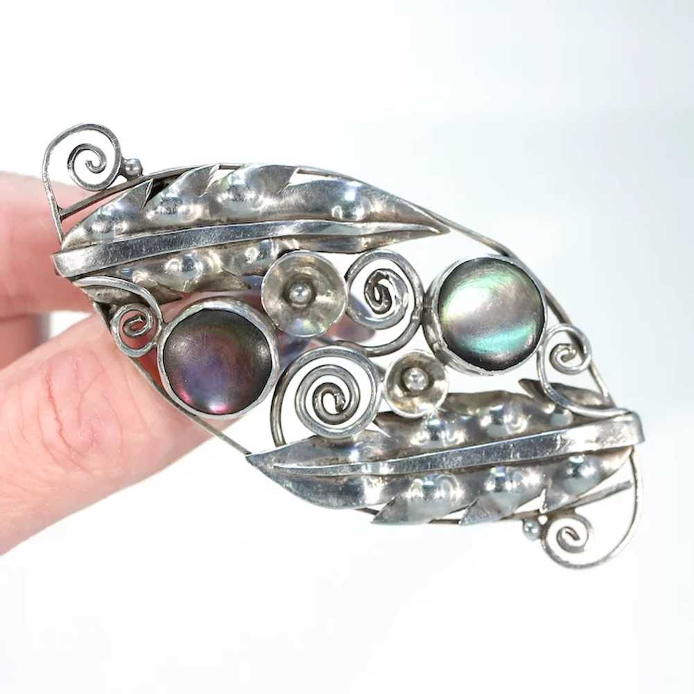 Vintage 1960s Silver Mother of Pearl Brooch - image 6