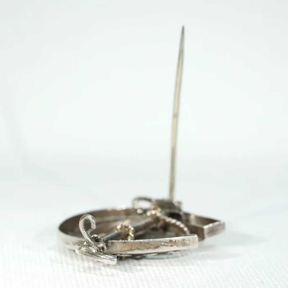 Antique Victorian Silver Horseshoe Brooch Ivy Rid… - image 4