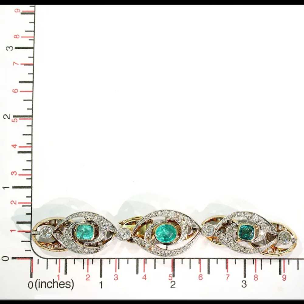 Stunning French Edwardian Emerald Diamond Bracele… - image 10