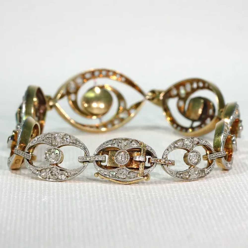 Stunning French Edwardian Emerald Diamond Bracele… - image 3