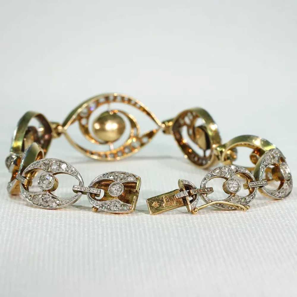 Stunning French Edwardian Emerald Diamond Bracele… - image 5
