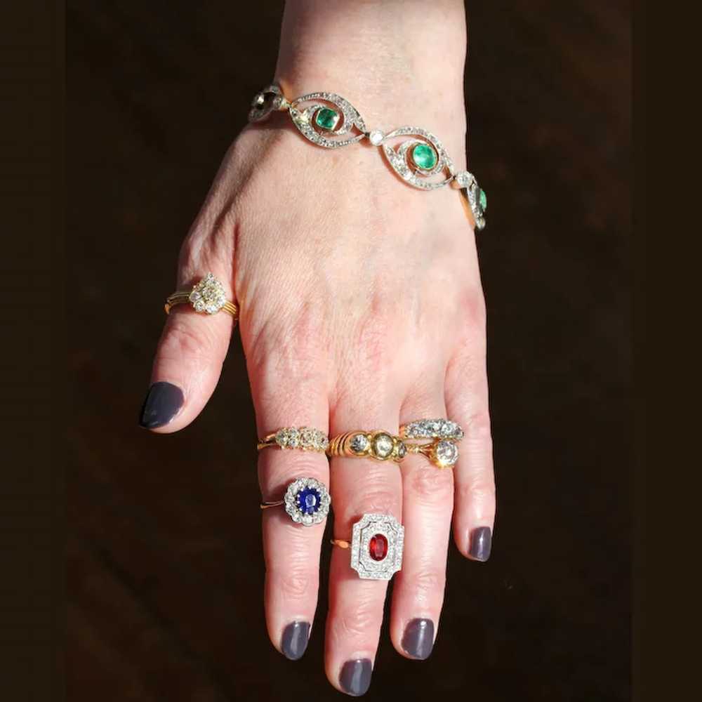 Stunning French Edwardian Emerald Diamond Bracele… - image 9