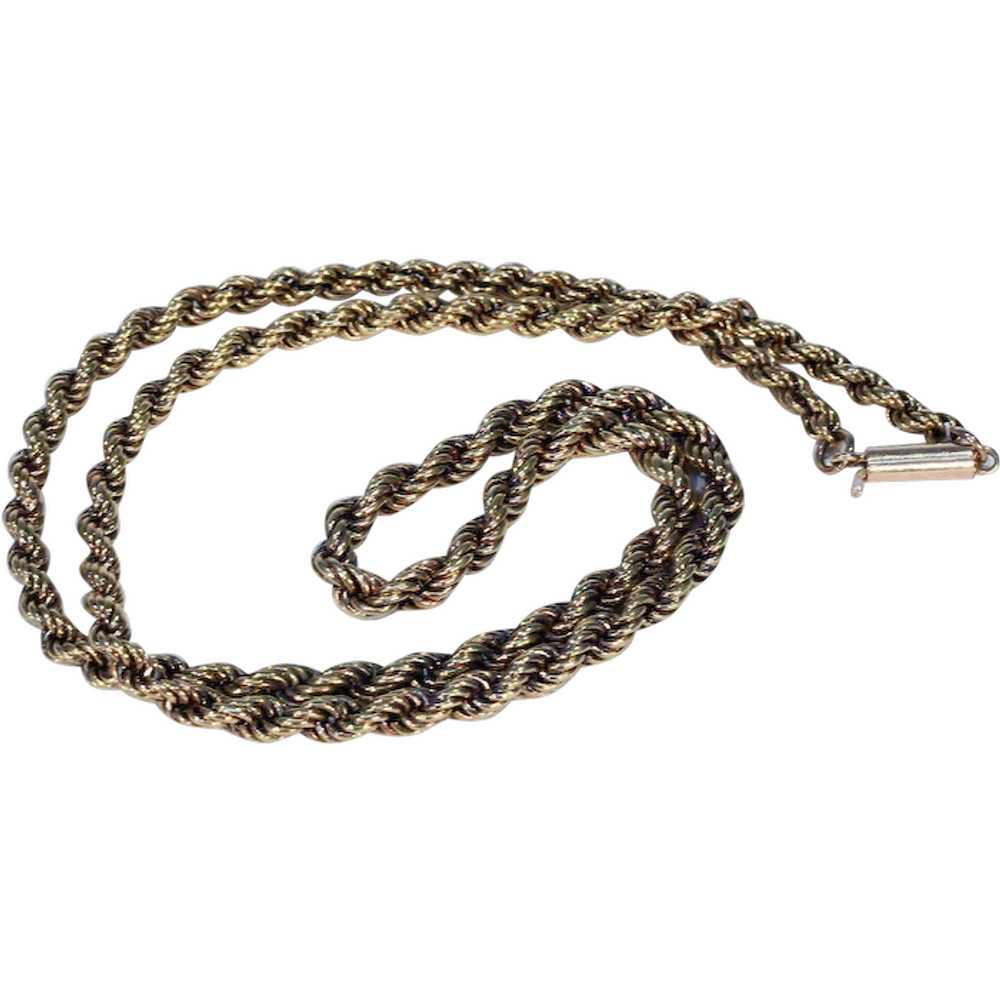 Victorian 17 inch Long Rope Chain 15k Gold Barrel… - image 1