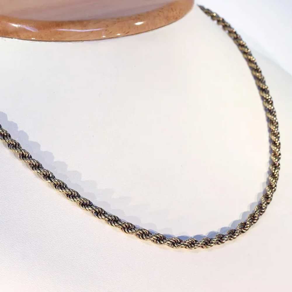 Victorian 17 inch Long Rope Chain 15k Gold Barrel… - image 2