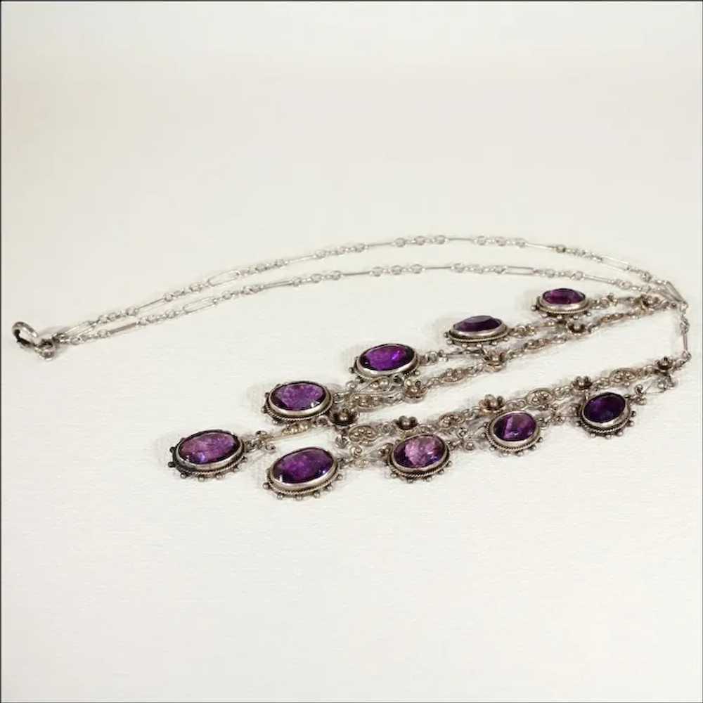 Silver Arts and Crafts Amethyst Drop Necklace - image 4