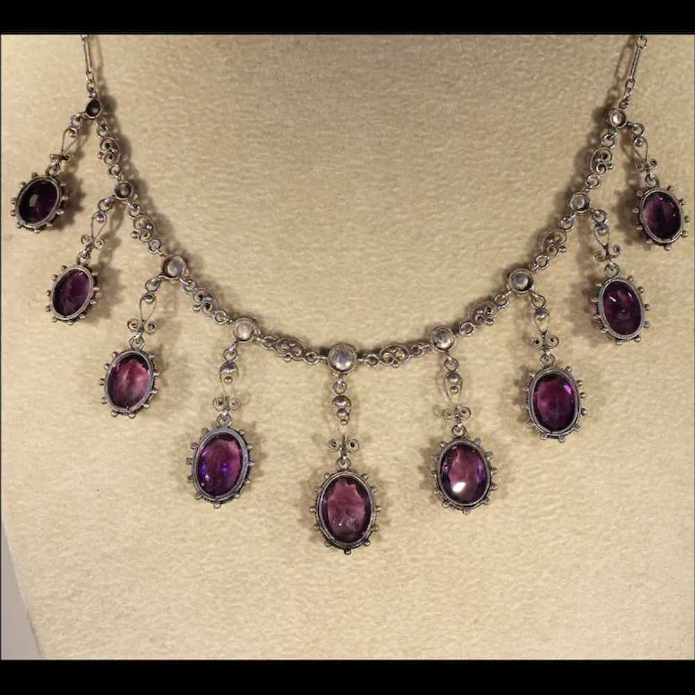 Silver Arts and Crafts Amethyst Drop Necklace - image 6