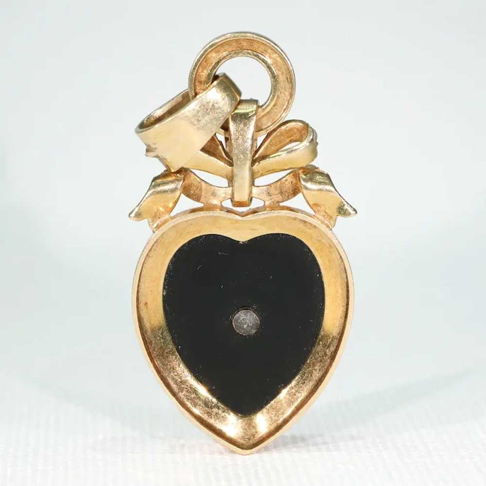 Gold Onyx Faith Hope Charity Pendant with Diamond… - image 3